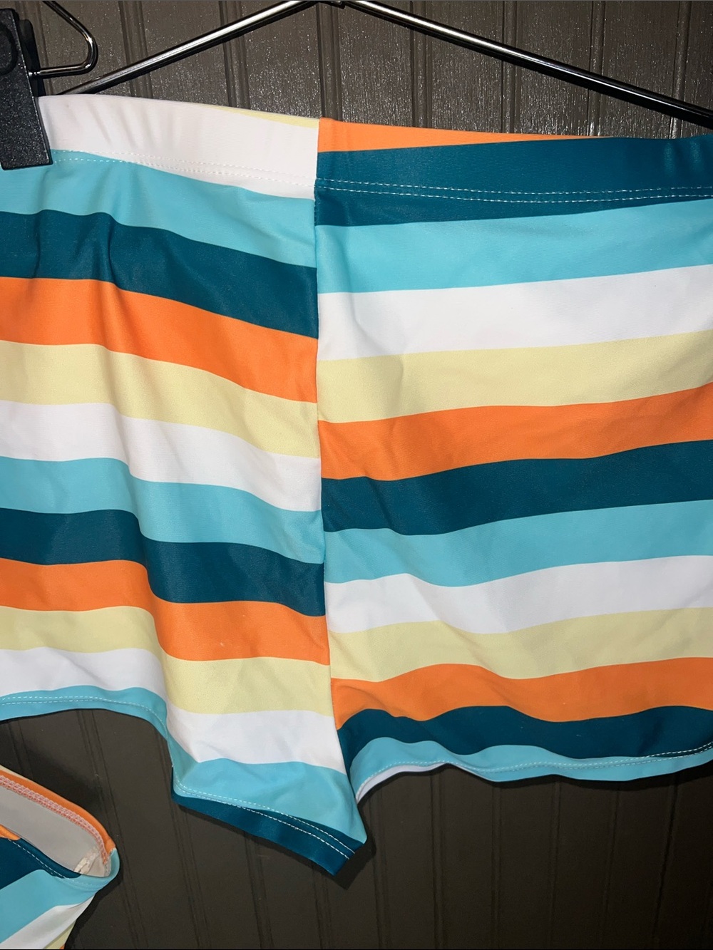Striped Two-Piece Tankini Swim Set in Teal, Orange, White & Baby Blue - Picture 3 of 6